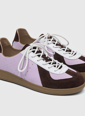 美式百搭小众日系复古平底运动休闲鞋德训鞋男款紫色