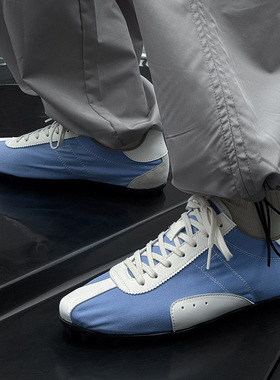 情侣运动休闲鞋夏季透气经典复古平底轻便鞋天蓝色