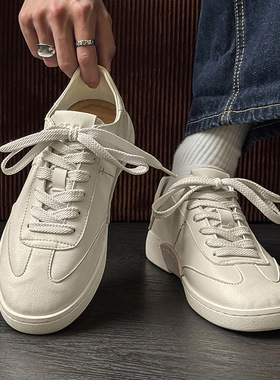 极简休闲时尚百搭小白鞋男休闲软面透气夏季舒适板鞋