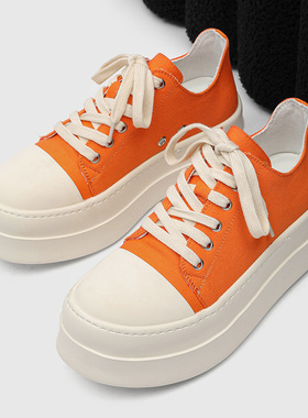 男女同款休闲百搭板鞋厚底增高矮人鞋运动休闲男鞋橙色