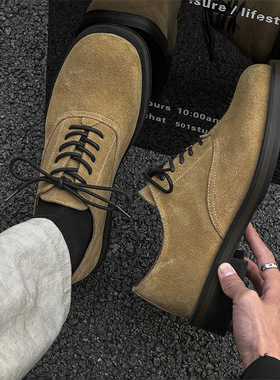 大头鞋男款夏季英伦风商务正装黄色厚底增高男鞋