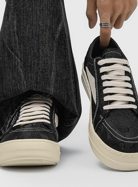 夏季新款小从网面德训鞋休闲厚底运动增高男板鞋黑色