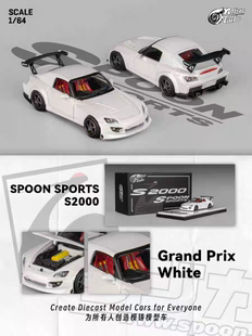 MicroTurbo 1:64 MT 本田 S2000 Spoon 金属白 合金汽车模型收藏