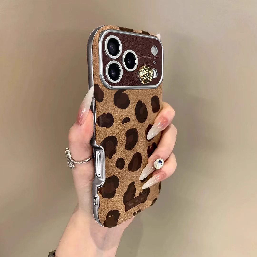 2025小众豹纹秋冬适用苹果17手机壳iphone16promax豹纹轻奢保护套