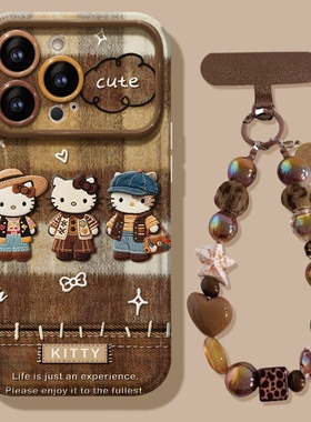 2025复古kt猫挂链适用苹果17promax手机壳15可爱卡通16软硅胶13新