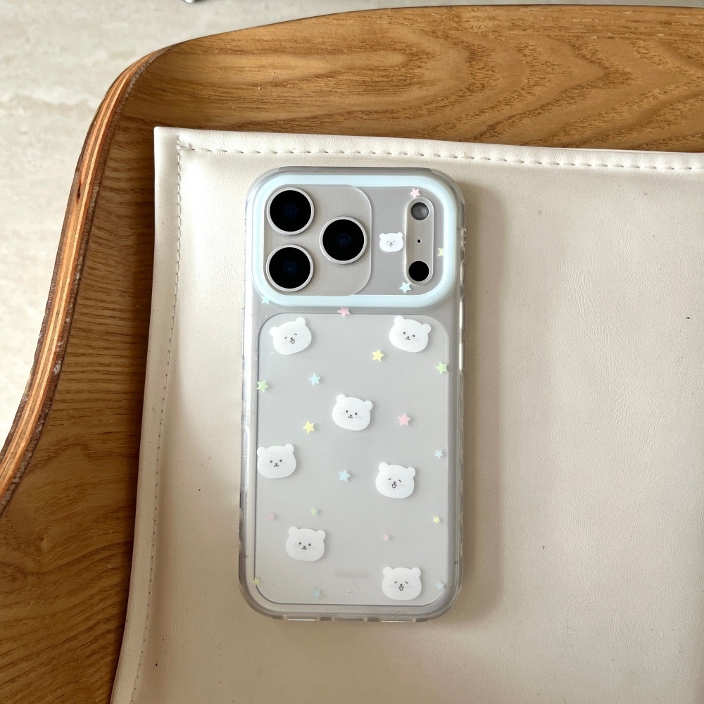 2025适用苹果17PROMAX卡通磨砂小熊手机壳iPhone16/15PRO毛绒挂绳