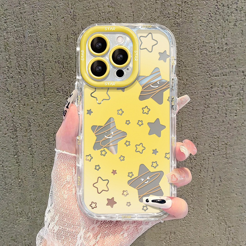 2025渐变星星适用苹果17手机壳iphone14promax笑脸13镜面12全包女