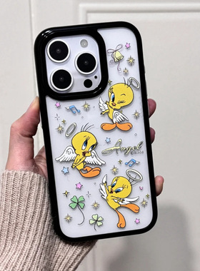 2025可爱天使小鸟适用苹果16promax手机壳iPhone15保护套透明14/