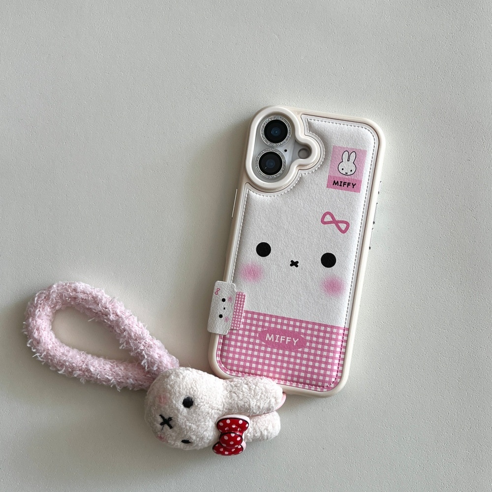 2025腮红米菲贴皮手机壳适用苹果17/16PRO卡通挂绳壳iPhone15/14