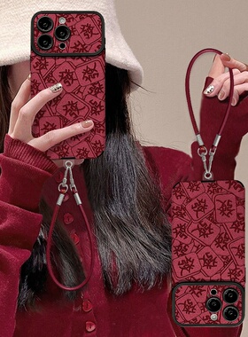 2025适用苹果16promax手机壳iphone17麻将發挂绳15硅胶贴皮14新年