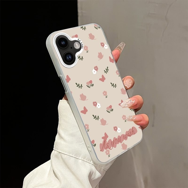 2025藕粉碎花适用苹果17/16PROMAX手机壳iPhone15苹果14/13/12/11