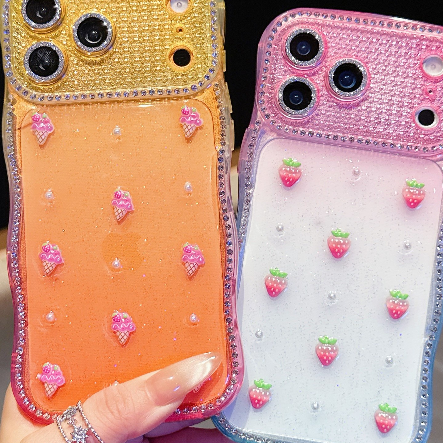 2025可爱滴胶公仔适用苹果17/16/15/14波浪秒变星钻手机壳17PM