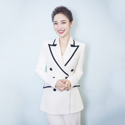 西装套装女2023春秋新款韩版白色小西服高级感西服正装外套两件套