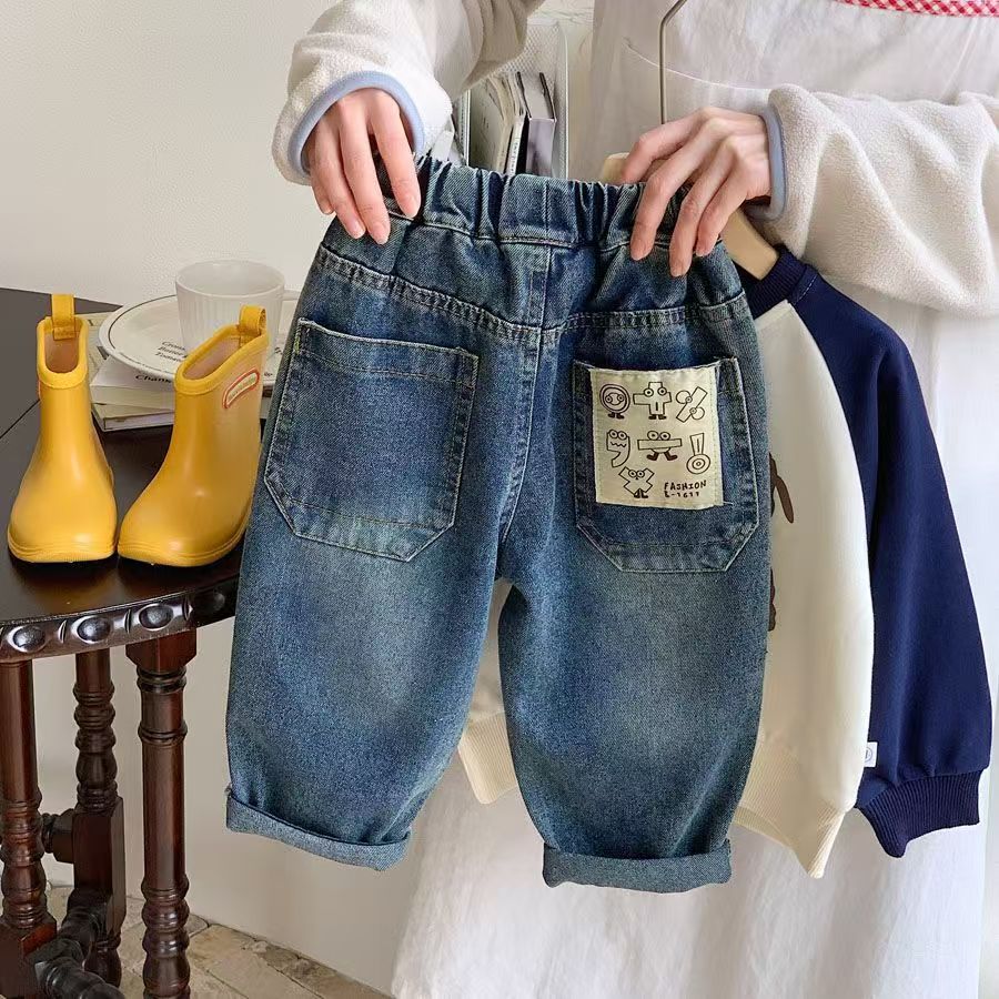 男童牛仔裤秋春款2025新款韩版洋气儿童柔软中小童休闲裤百搭潮
