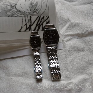 发布于在家听雨的夜晚~冷淡风黑色静音无秒针链式男女情侣手表 方