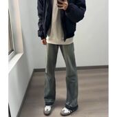 新款 2024个性 字母牛仔裤 港风潮男夏季 嘻哈ins潮高街潮流痞帅长裤