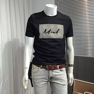 欧洲站t恤字母印花男短袖潮牌社会精神小伙男士高端半袖体恤