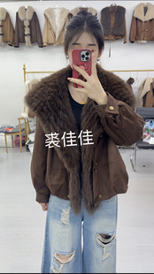 26年新款狐狸毛大毛领可拆卸真皮草鹅绒休闲女短款羽绒派克服外套