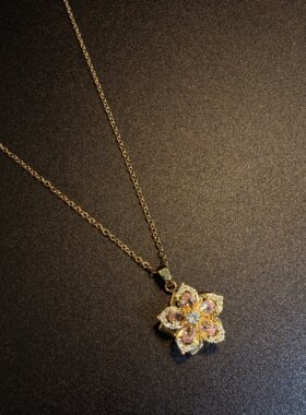 Vintage古着可旋转花朵项链女款2026新款轻奢高级感小众设计吊坠