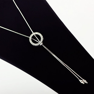 潮钛钢链 2025新款 百搭高级感秋冬毛衣链配饰长款 流苏珍珠项链女款