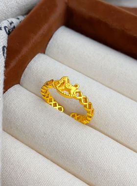 金店同款仿沙金马上有钱戒指女小众设计轻奢高级感时尚送女友礼物