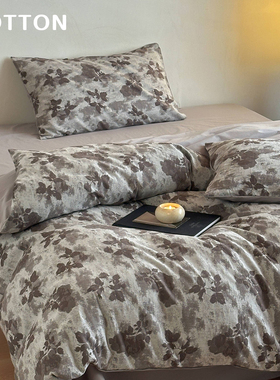 中古风全棉四件套100%纯棉色织提花工艺款贴身床单被套床笠舒适