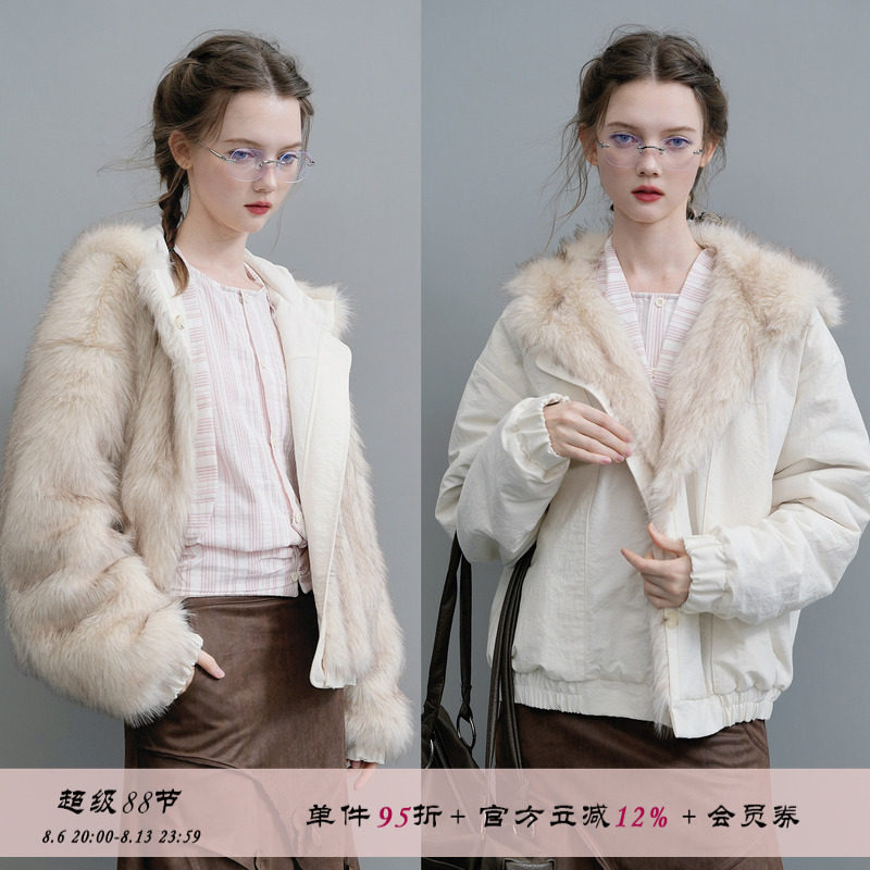 宽松环保皮草毛毛外套俗集气质