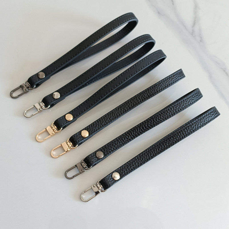 牛皮手腕带小匙男女diy百搭真皮黑色荔枝纹平纹替换手拿包带配件