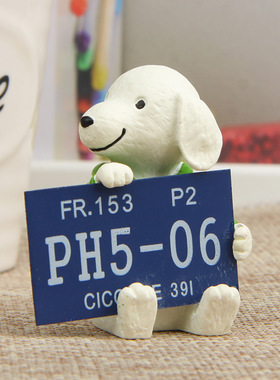 卡通创意立体树脂小狗抱广告牌园艺多肉花插插件居家装饰