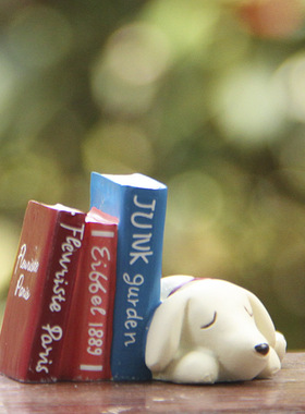 卡通创意立体树脂小狗书本园艺多肉花插插件居家装饰