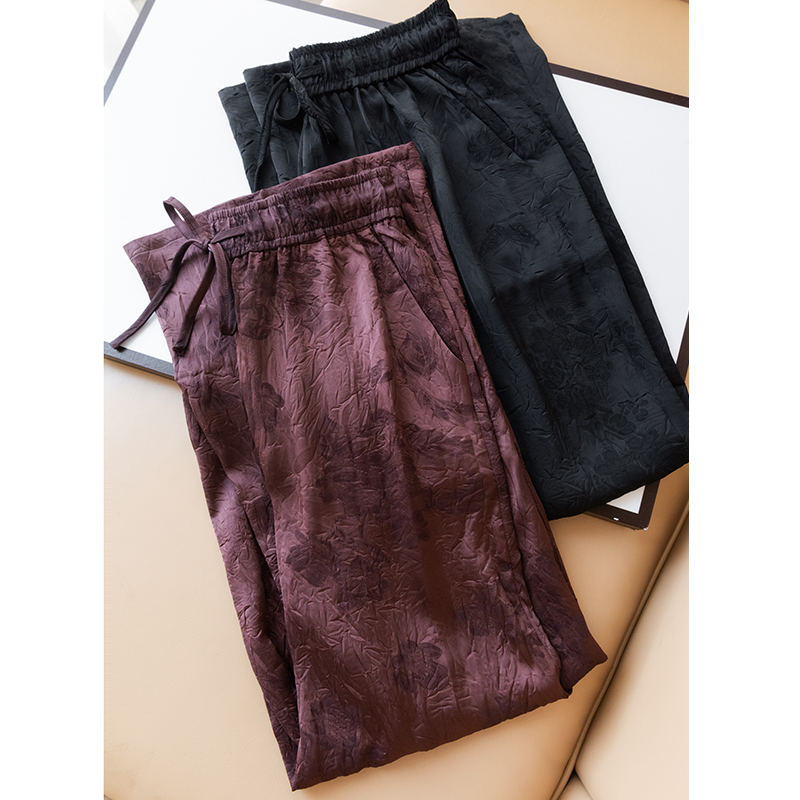 气质压花，中式风韵味！抽绳松紧腰 显腿长舒适休闲阔腿裤 U10713