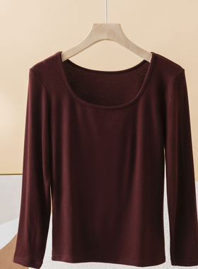 纯色方领打底衫 长袖t恤女内搭 2025新款修身洋气上衣C16023