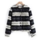 时尚 气质干练 显瘦百搭复古条纹毛毛外套女 保暖休闲上衣R06123