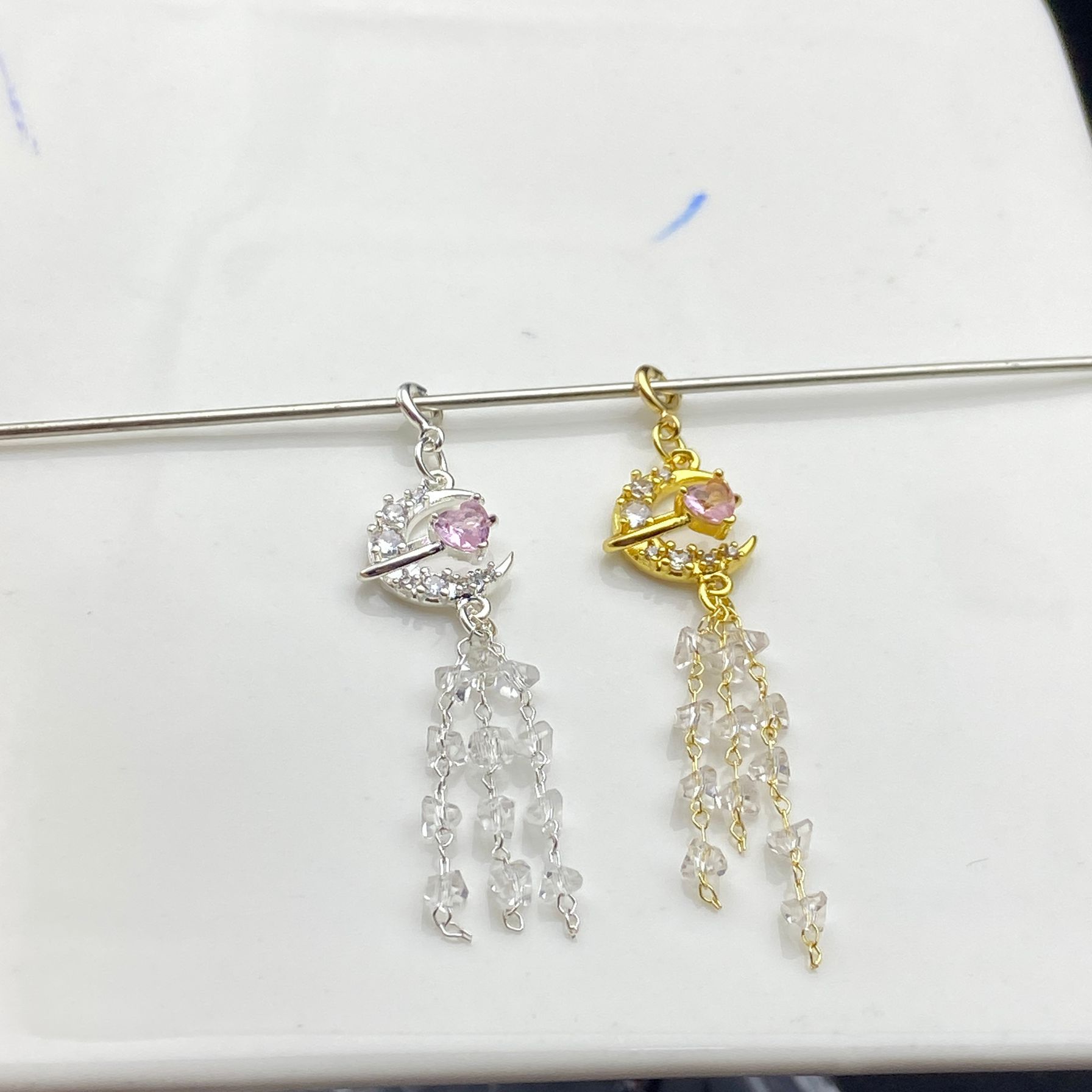 可拆卸爱心碎石流苏吊坠DIY饰品