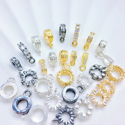 14K保色微镶锆手串三通扣头隔片