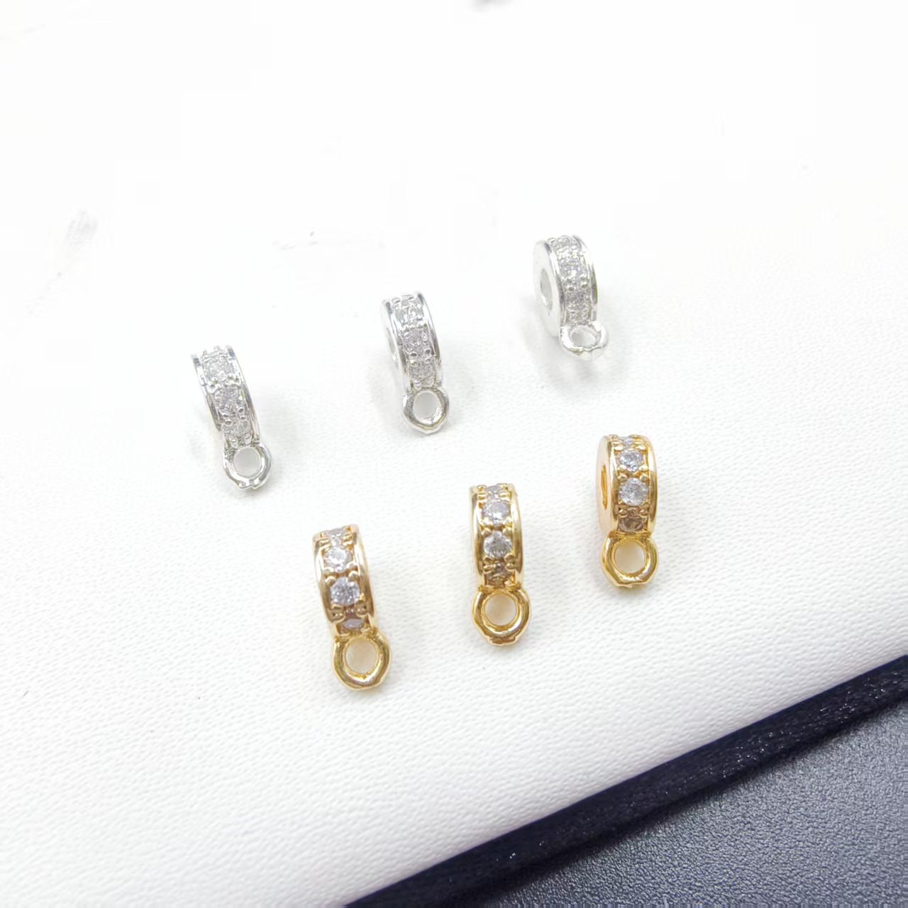 14K保色6mm镶锆石三通隔珠万能扣