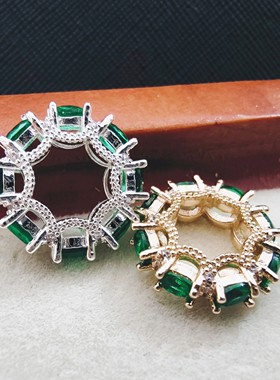 14K高保色镶绿钻直径16.5mm大隔圈水晶手串diy珍珠项链配件材料