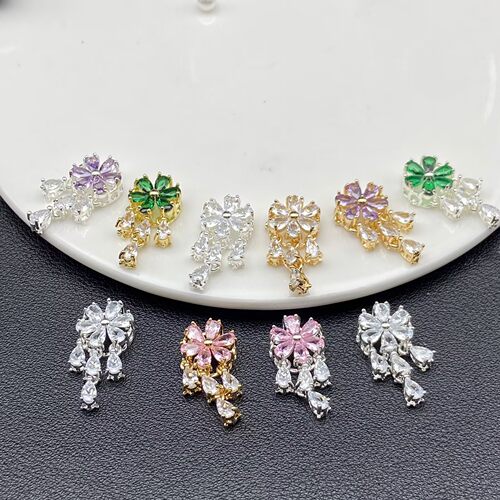 保色樱花水滴流苏捕梦网DIY饰品