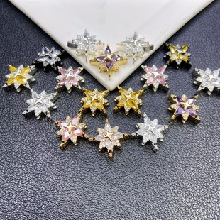 镶彩锆14K保色八芒星多孔隔珠水晶手链diy串珍珠配饰文玩手工