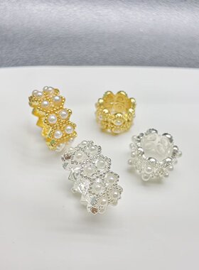高保色珍珠隔片跑环桶珠散珠水晶