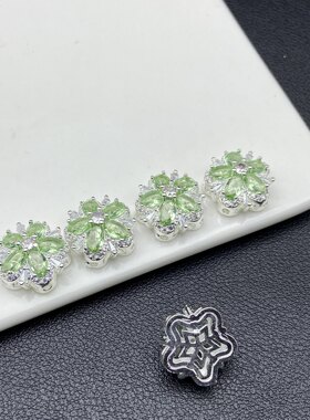 16mm铜镀金高保色镶锆苹果绿花朵