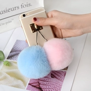 Xiao Fanzhen Rex Rabbit Hair Ball Điện thoại di động Mặt dây chuyền sang trọng Dễ thương Sáng tạo Quần áo Hat Keychain Treo Túi Mặt dây - Phụ kiện điện thoại di động