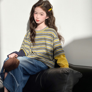 女童卫衣套装2026春季新款休闲假两件T恤6-12中大童牛仔裤裙春秋