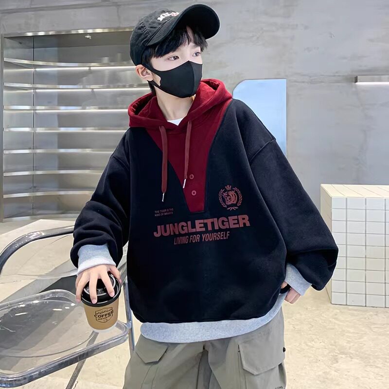 儿童装男童卫衣春秋款2026新款春装连帽帅气上衣男孩中大童春季潮