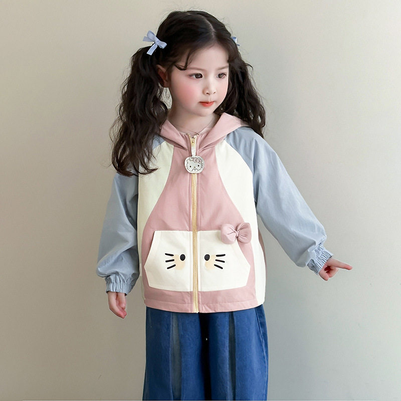 女童春秋季外套2026新款儿童韩范时髦连帽卡通上衣女宝宝春装童装