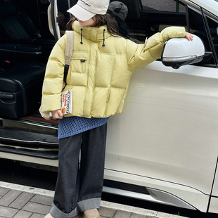 女童连帽加厚羽绒服2025冬装新款大童时髦洋气韩版保暖白鸭绒外套