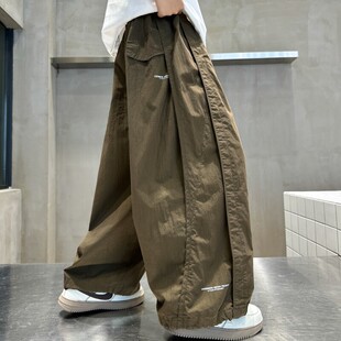 男童休闲裤子夏季薄款2026新款儿童装夏装大童男孩直筒阔腿裤宽松