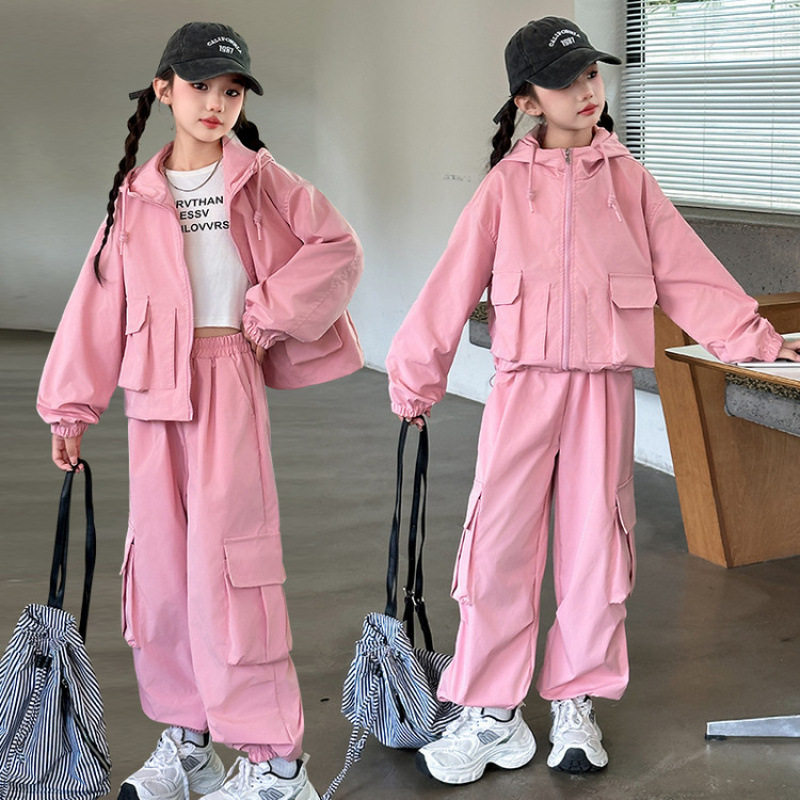 女童套装春装2026新款中大童儿童外套时髦休闲工装裤两件套春秋季