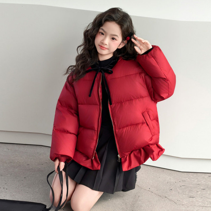 女童羽绒服2025新款加厚中国风外套中大童女孩公主风冬装加厚上衣