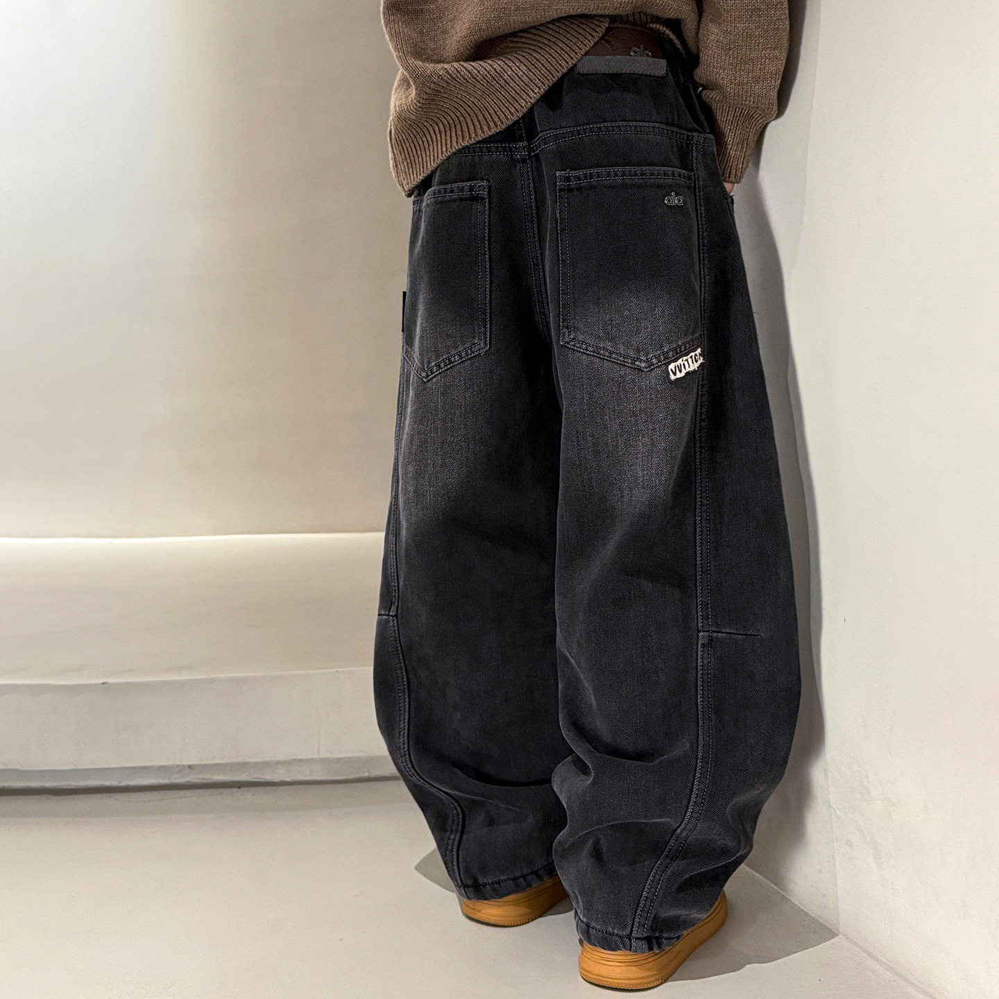 男童加绒直筒牛仔裤秋冬款2025新款大儿童冬季一体绒裤子加厚长裤